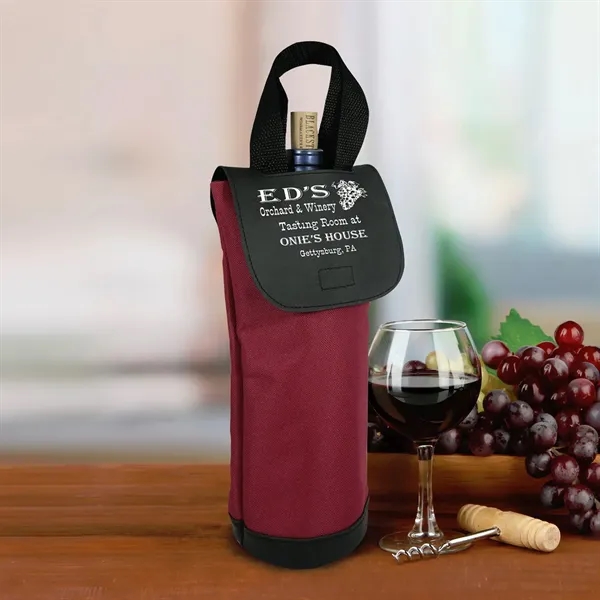 Single bottle insulated wine cooler with carry handle and vinyl flap... from ASI 68507 The Magnet Group / Perfect Line