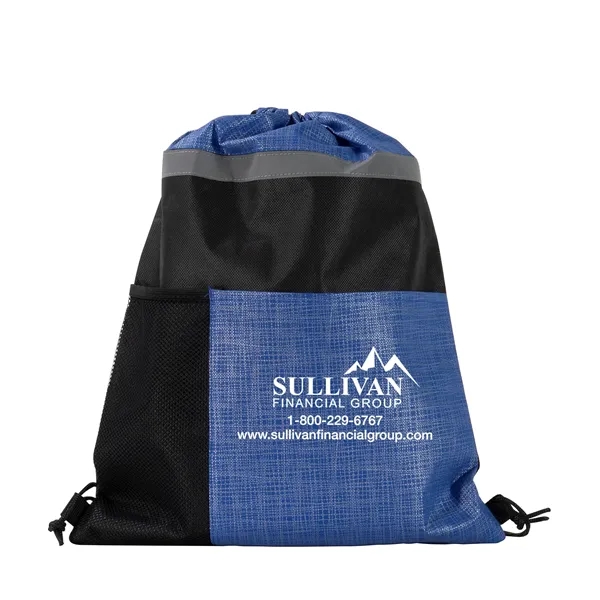 Nonwoven drawstring bag with unique thread pattern and silver thread graphics... from ASI 68507 The Magnet Group / Perfect Line