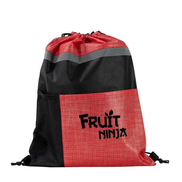 Nonwoven drawstring bag with unique thread pattern and silver thread graphics... from ASI 68507 The Magnet Group / Perfect Line