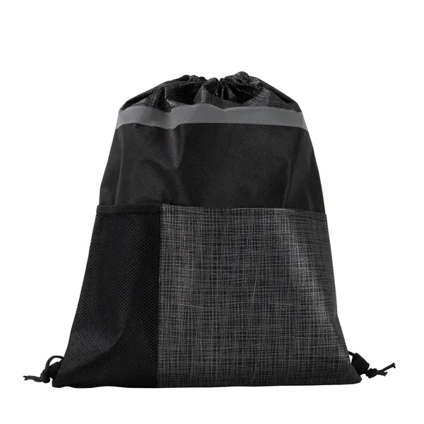 Nonwoven drawstring bag with unique thread pattern and silver thread graphics... from ASI 68507 The Magnet Group / Perfect Line