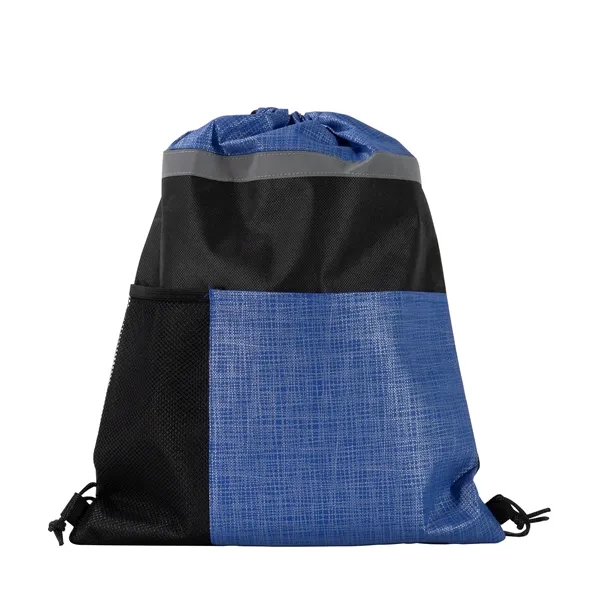 Nonwoven drawstring bag with unique thread pattern and silver thread graphics... from ASI 68507 The Magnet Group / Perfect Line