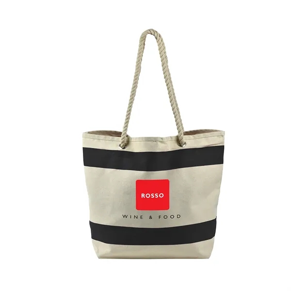 Natural canvas striped tote bag with a thick rope handle.... from ASI 68507 The Magnet Group / Perfect Line