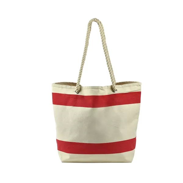 Natural canvas striped tote bag with a thick rope handle.... from ASI 68507 The Magnet Group / Perfect Line