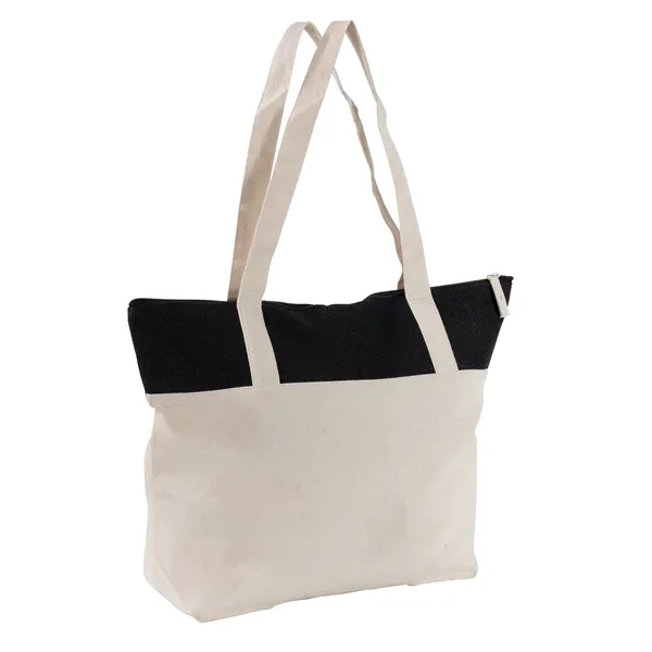 13" x 16.5" cotton canvas striped tote bag with color accent... from ASI 68507 The Magnet Group / Perfect Line