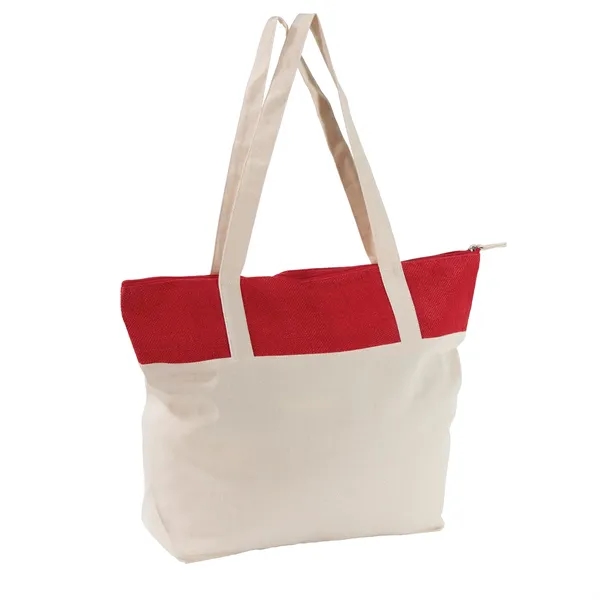 13" x 16.5" cotton canvas striped tote bag with color accent... from ASI 68507 The Magnet Group / Perfect Line