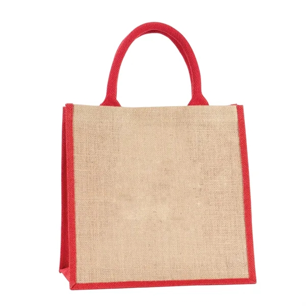 All-natural jute tote bag with strong handles, 7.5" gusset and color... from ASI 68507 The Magnet Group / Perfect Line