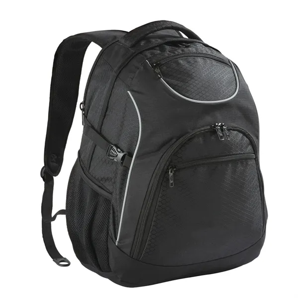 Polyester and ripstop backpack with a polyester lining, zippers, and pockets.... from ASI 68507 The Magnet Group / The Bag Factory®