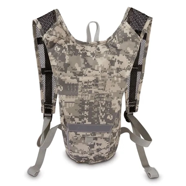 210 Denier nylon fabric digital camo hydration backpack with 1 liter... from ASI 68507 The Magnet Group / The Bag Factory®
