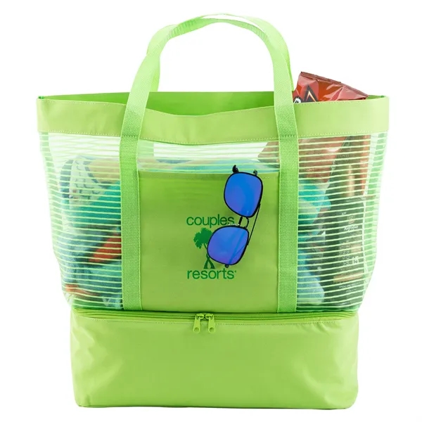 6" x 18" x 14" striped beach tote/cooler bag with PEVA... from ASI 68507 The Magnet Group / The Bag Factory®