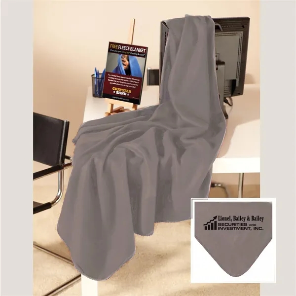 50" x 60" promotional fleece throw with whip stitching around the... from ASI 68507 The Magnet Group / The Bag Factory®