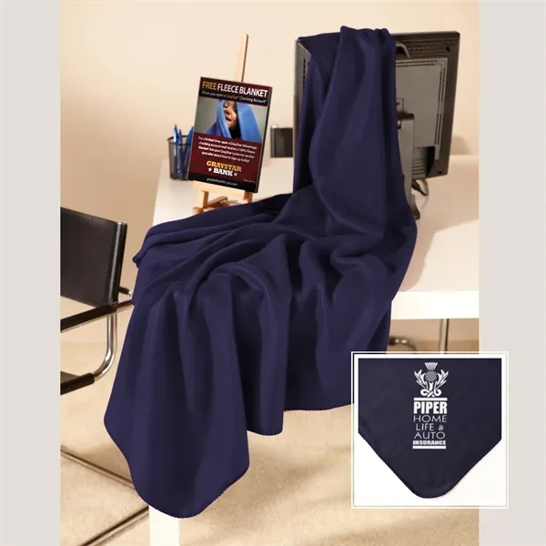 50" x 60" promotional fleece throw with whip stitching around the... from ASI 68507 The Magnet Group / The Bag Factory®