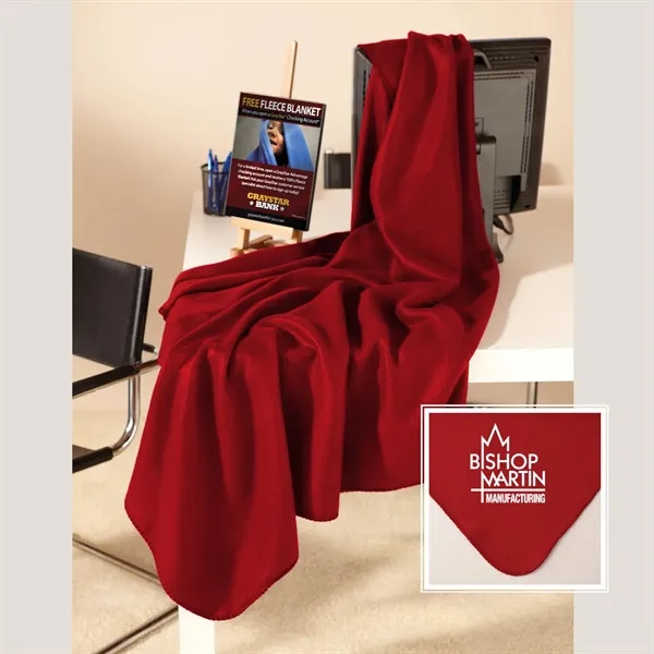 50" x 60" promotional fleece throw with whip stitching around the... from ASI 68507 The Magnet Group / The Bag Factory®