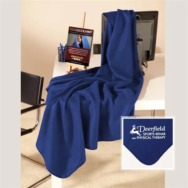 50" x 60" promotional fleece throw with whip stitching around the... from ASI 68507 The Magnet Group / The Bag Factory®