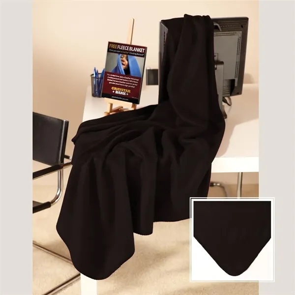 50" x 60" promotional fleece throw with whip stitching around the... from ASI 68507 The Magnet Group / The Bag Factory®