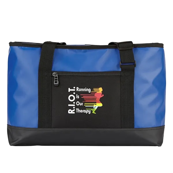 Cooler bag with front panel zippered pocket and polypropylene handles.... from ASI 68507 The Magnet Group / The Bag Factory®