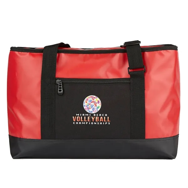 Cooler bag with front panel zippered pocket and polypropylene handles.... from ASI 68507 The Magnet Group / The Bag Factory®