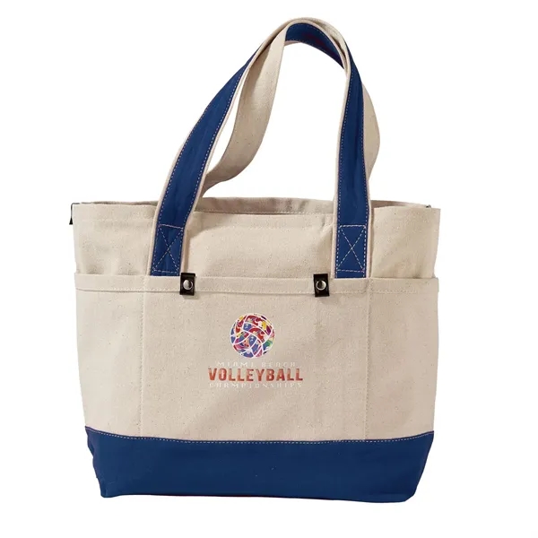 Cotton canvas tote bag with 3 front and 3 back pockets,... from ASI 68507 The Magnet Group / The Bag Factory®