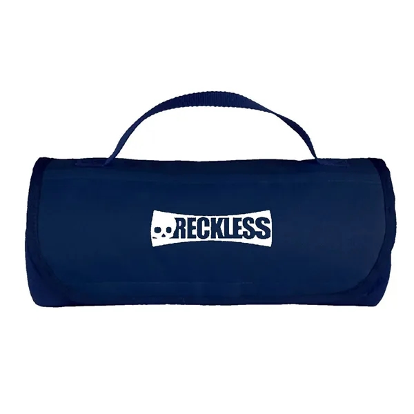 53" x 47" polyester fleece roll-up blanket with carrying handle.... from ASI 68507 The Magnet Group / The Bag Factory®