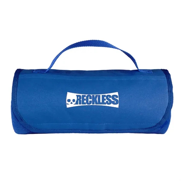 53" x 47" polyester fleece roll-up blanket with carrying handle.... from ASI 68507 The Magnet Group / The Bag Factory®