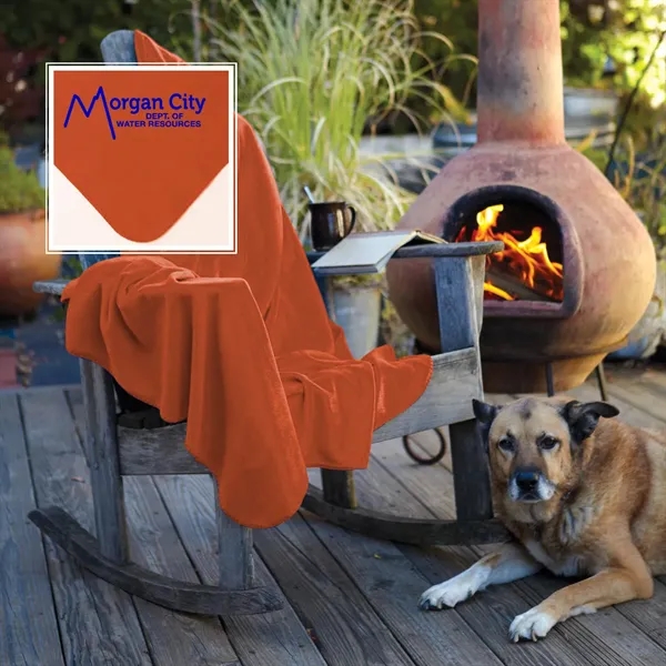 50" x 60" polar fleece blanket with whip stitched edges.... from ASI 68507 The Magnet Group / The Bag Factory®