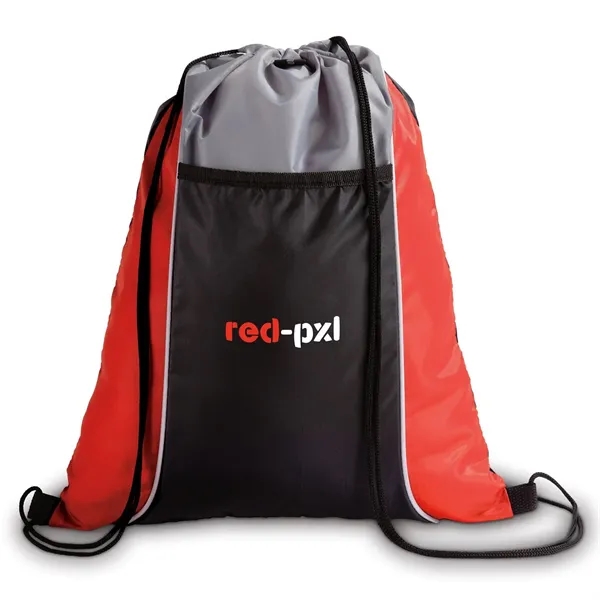16" x 13" polyester drawstring backpack with large front pocket.... from ASI 68507 The Magnet Group / The Bag Factory®