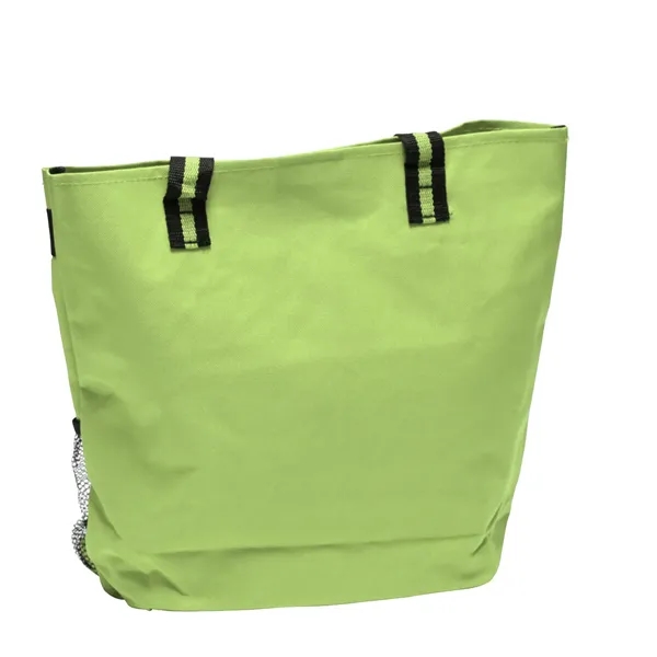Polyester tote bag with large front pocket, mesh bottle pocket, and... from ASI 68507 The Magnet Group / The Bag Factory®