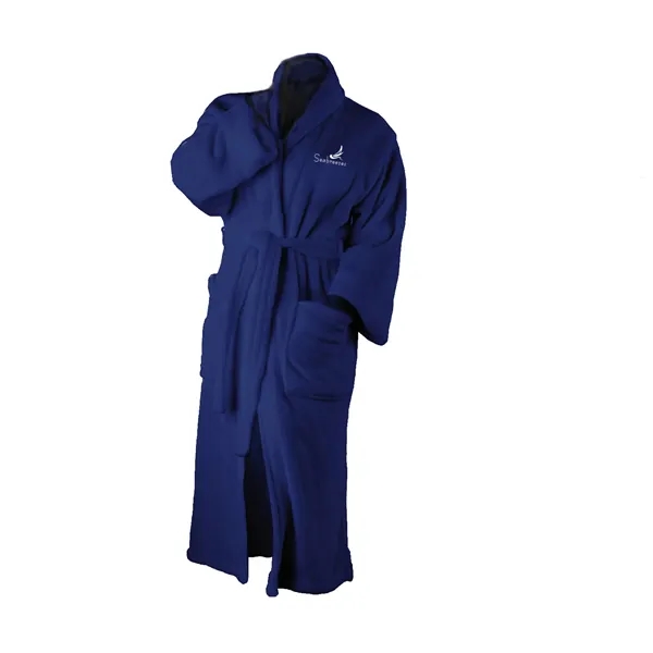 Anti-pill micro-mink fabric unisex robe with dual pockets and zippered storage... from ASI 68507 The Magnet Group / The Bag Factory®