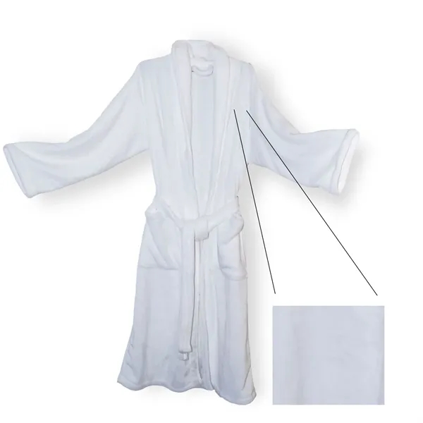 Anti-pill micro-mink fabric unisex robe with dual pockets and zippered storage... from ASI 68507 The Magnet Group / The Bag Factory®