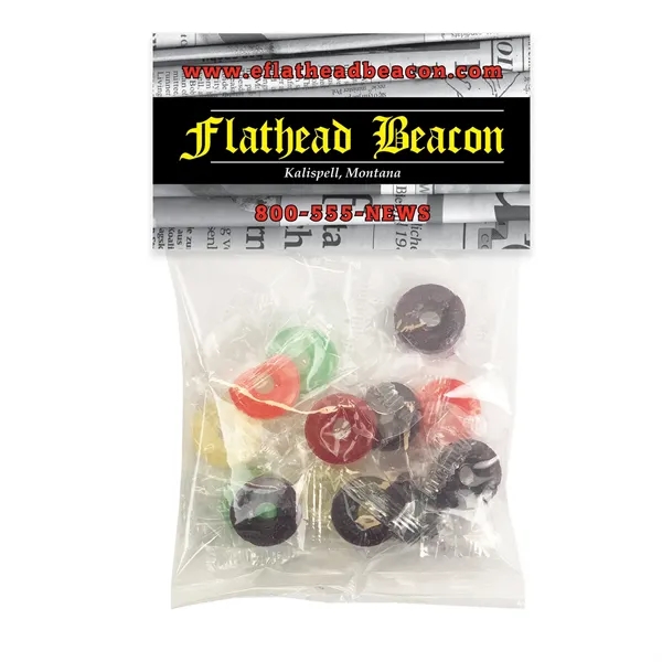 Small header pack filled with plain M&Ms®; includes a four color... from ASI 68507 The Magnet Group / The 1919 Candy Company