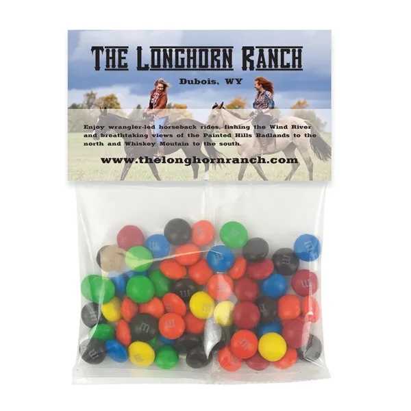 Small header pack filled with plain M&Ms®; includes a four color... from ASI 68507 The Magnet Group / The 1919 Candy Company