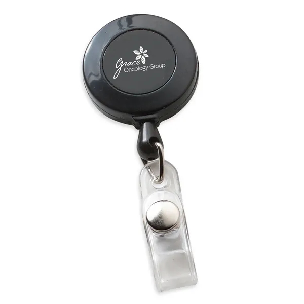 Round retractable badge holder with 30" nylon cord and slide-on clip... from ASI 68507 The Magnet Group / Perfect Line