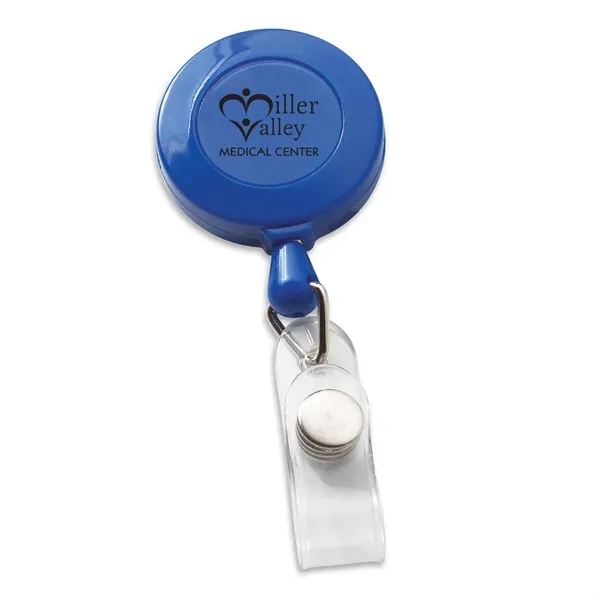 Round retractable badge holder with 30" nylon cord and slide-on clip... from ASI 68507 The Magnet Group / Perfect Line