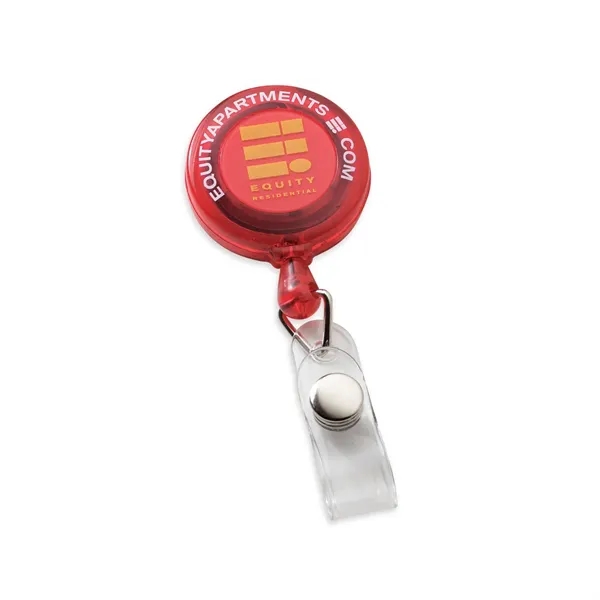 Round retractable badge holder with 30" nylon cord and slide-on clip... from ASI 68507 The Magnet Group / Perfect Line