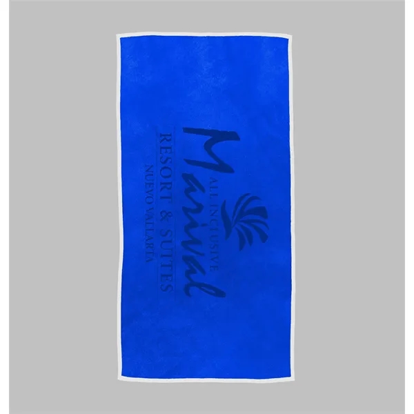 30" x 60" cotton terry velour beach towel with colorful borders.... from ASI 68507 The Magnet Group