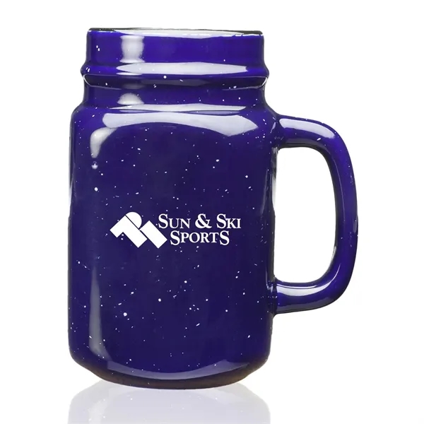16 oz. ceramic mason jar with speckle design and c-handle.... from ASI 68507 The Magnet Group