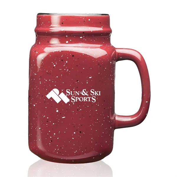 16 oz. ceramic mason jar with speckle design and c-handle.... from ASI 68507 The Magnet Group