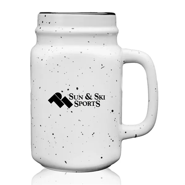 16 oz. ceramic mason jar with speckle design and c-handle.... from ASI 68507 The Magnet Group