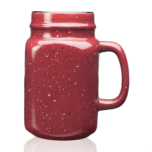 16 oz. ceramic mason jar with speckle design and c-handle.... from ASI 68507 The Magnet Group