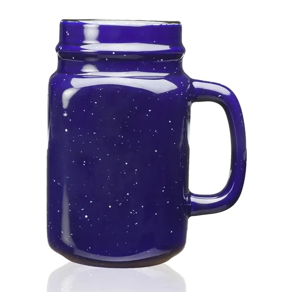 16 oz. ceramic mason jar with speckle design and c-handle.... from ASI 68507 The Magnet Group