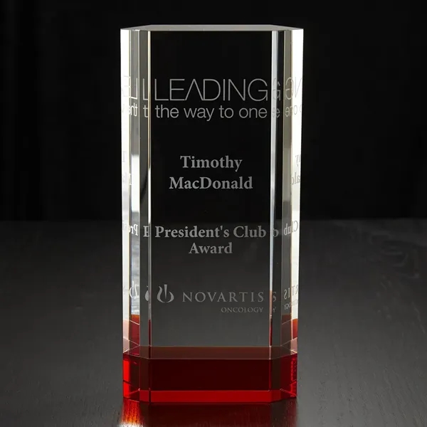 9.88" x 4.75" x 1.5" optically perfect award with vivid color... from ASI 68507 The Magnet Group / Benchmark Crystal & Clocks