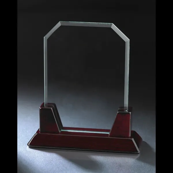 8" x 7" x 3" award with a rectangular glass plaque,... from ASI 68507 The Magnet Group / Benchmark Crystal & Clocks