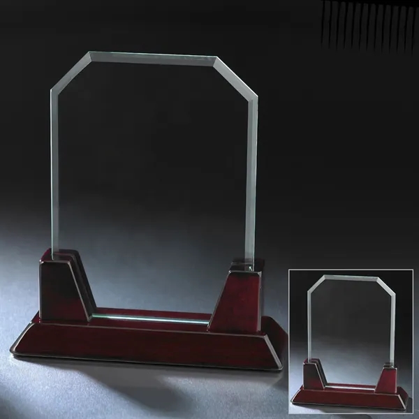 9" x 8" x 3" award with a rectangular glass plaque,... from ASI 68507 The Magnet Group / Benchmark Crystal & Clocks