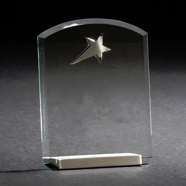 6" x 4.88" x 1.88" crystal clear glass award with polished... from ASI 68507 The Magnet Group / Benchmark Crystal & Clocks