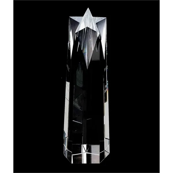 11" x 3.5" x 3.25" crystal award that features a striking... from ASI 68507 The Magnet Group / Benchmark Crystal & Clocks