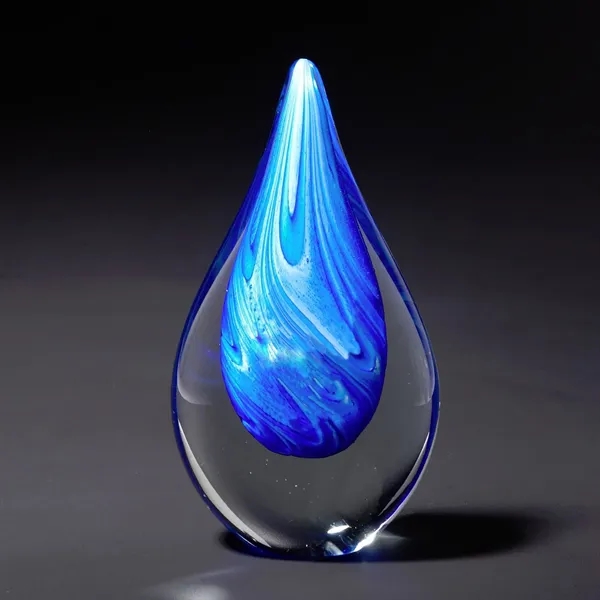 Award made of clear glass with bright blue swirling ribbons.... from ASI 68507 The Magnet Group / Benchmark Crystal & Clocks