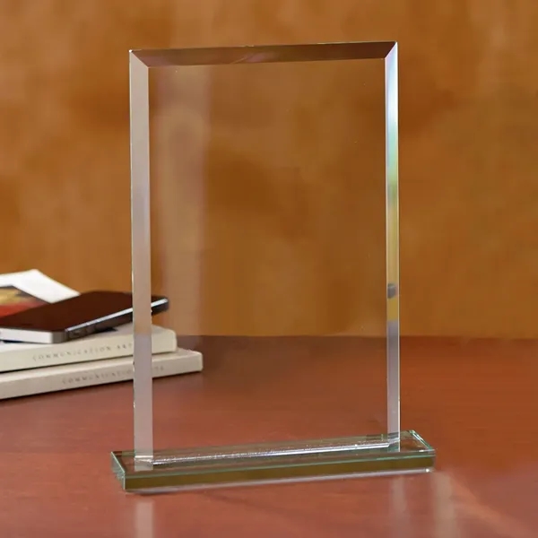 8.5" x 6.31" x 1.81" beveled rectangle award made of glass.... from ASI 68507 The Magnet Group / Benchmark Crystal & Clocks