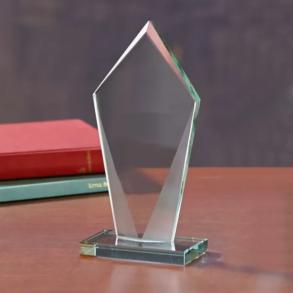 6.88" x 3.31" x 1.75" diamond shaped glass award with beautiful... from ASI 68507 The Magnet Group / Benchmark Crystal & Clocks