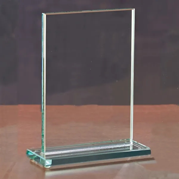7.25" rectangular shaped glass award with large imprint area.... from ASI 68507 The Magnet Group / Benchmark Crystal & Clocks