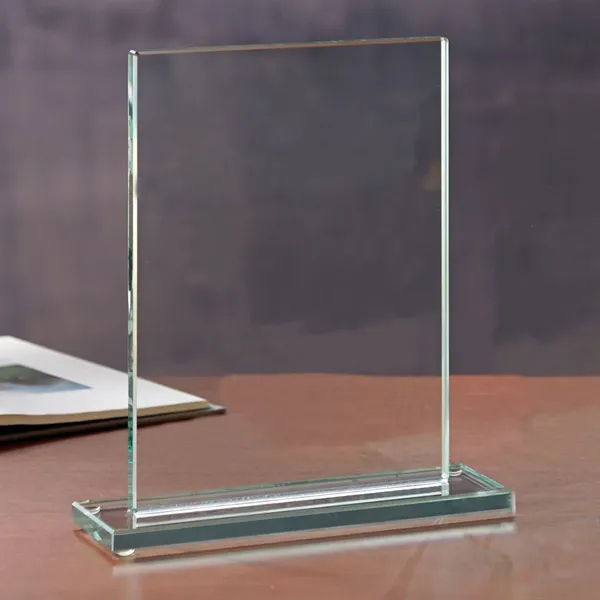 8.5" rectangular shaped glass award with large imprint area.... from ASI 68507 The Magnet Group / Benchmark Crystal & Clocks