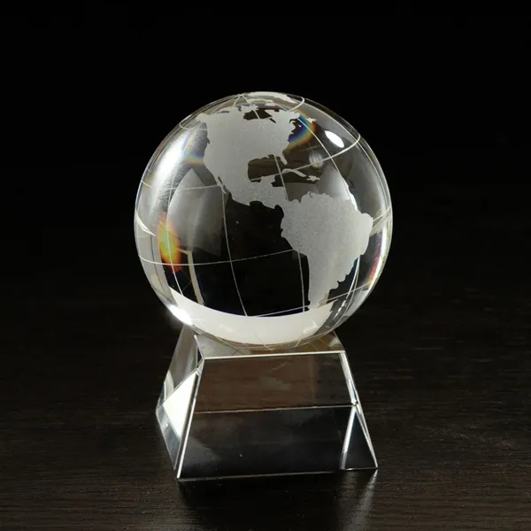 4.5" x 3" x 3" optically perfect globe award that sits... from ASI 68507 The Magnet Group / Benchmark Crystal & Clocks